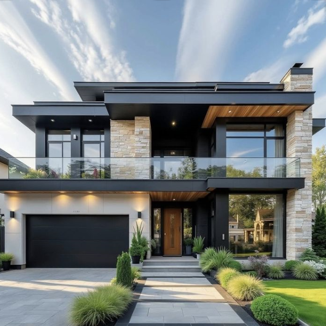 Bu dış mekan tasarımı, estetik ve işlevselliği bir araya getiren modern bir yaşam alanı sunuyor. Geniş, yeşil alanlar ve doğayla uyumlu peyzaj unsurları, doğanın huzurunu iç mekânlara taşıyor. Ahşap deck sistemleriyle döşenmiş zemin, doğal taşlar ve minimalistik aydınlatma unsurlarıyla tamamlanmış, şıklık ve fonksiyonellik mükemmel bir denge içinde sunulmuş. Ferah bir oturma alanı, gölgelik bölümler ve çevre dostu malzemeler kullanılarak tasarlanmış olan bu dış mekan, hem görsel olarak dikkat çekici hem de konforlu bir dinlenme alanı sağlıyor. Çeşitli bitki örtüsüyle zenginleştirilen peyzaj alanı, bahar ve yaz aylarında dışarıda vakit geçirmeyi keyifli hale getiriyor. Bu dış mekan tasarımı, estetik zevklere hitap ederken, fonksiyonel kullanım alanlarıyla da günlük yaşamın ihtiyaçlarına cevap veriyor.